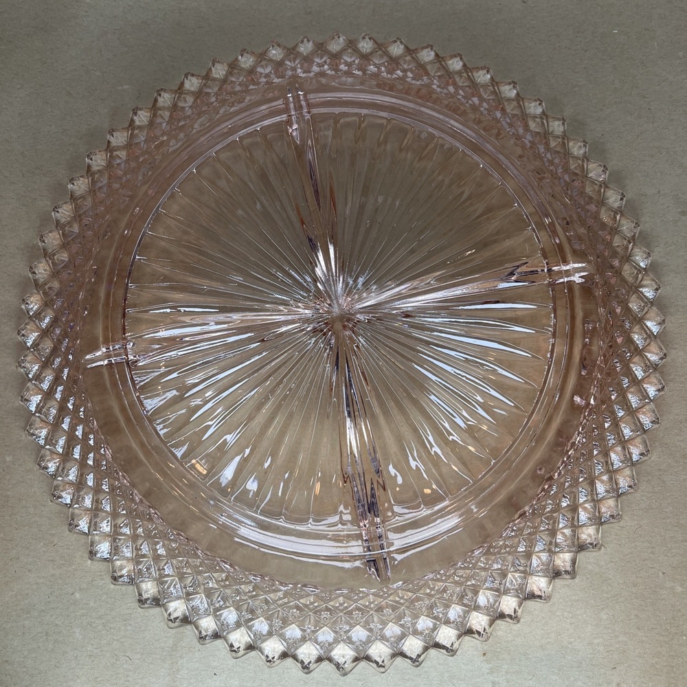 Anchor Hocking Pink Depression Glass Miss America 4 Part Divided Relish Dish - Picture 4 of 4
